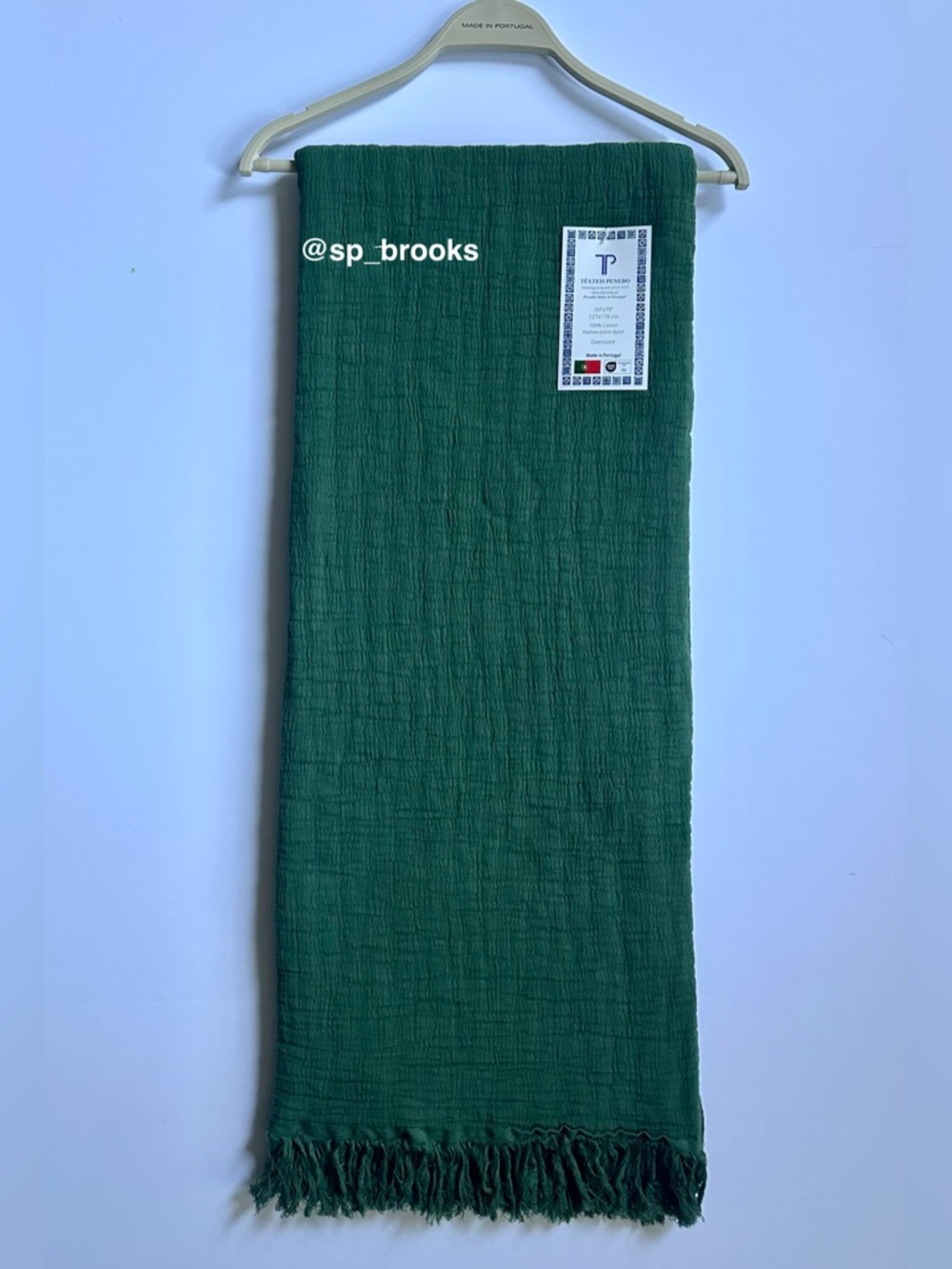 🎁Texteis Penedo Throw Blanket - Cotton Forest Green Mallow Piece Dyed Throw